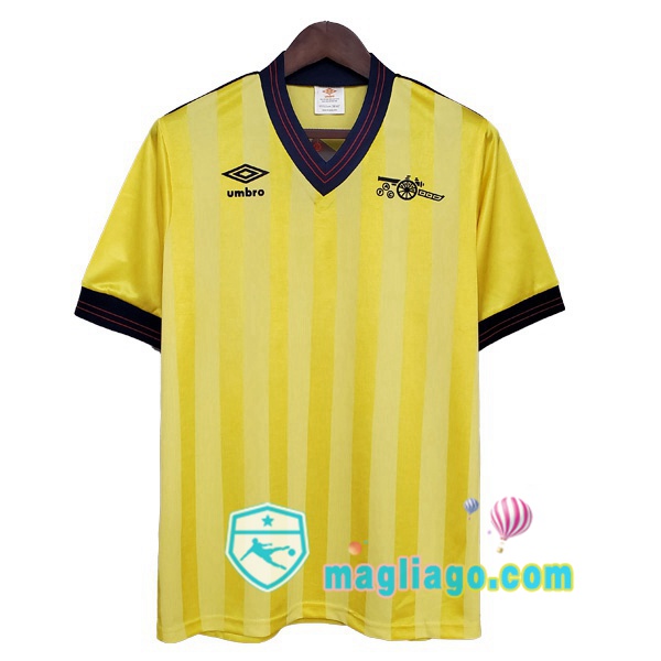 Magliago - Passione Maglie Thai Affidabili Basso Costo Online Shop | 1983-1986 Arsenal Seconda Retro Maglia Storica Giallo