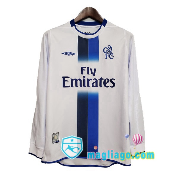 Magliago - Passione Maglie Thai Affidabili Basso Costo Online Shop | 2003-2005 FC Chelsea Seconda Retro Maglia Storica Maniche Lunghe Bianco