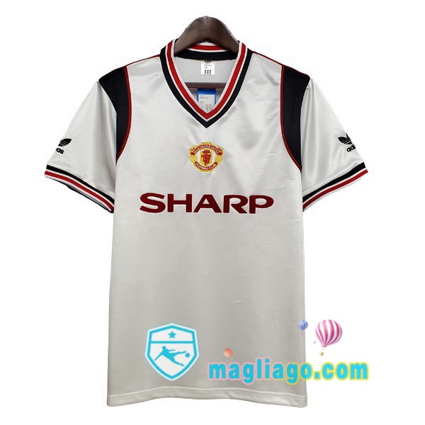 Magliago - Passione Maglie Thai Affidabili Basso Costo Online Shop | 1985-1986 Manchester United Seconda Retro Maglia Storica Bianco
