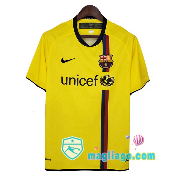 Magliago - Passione Maglie Thai Affidabili Basso Costo Online Shop | 2008-2009 FC Barcellona Seconda Retro Maglia Storica Giallo
