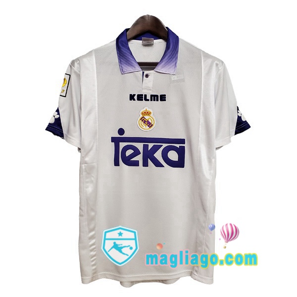 Magliago - Passione Maglie Thai Affidabili Basso Costo Online Shop | 1997-1998 Real Madrid Prima Retro Maglia Storica Bianco