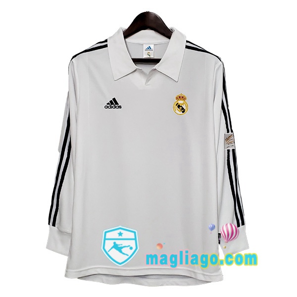Magliago - Passione Maglie Thai Affidabili Basso Costo Online Shop | 2002 Real Madrid Prima Retro Maglia Storica Maniche Lunghe Bianco