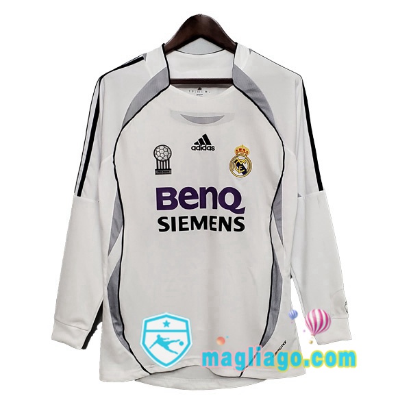 Magliago - Passione Maglie Thai Affidabili Basso Costo Online Shop | 2006-2007 Real Madrid Prima Retro Maglia Storica Maniche Lunghe Bianco