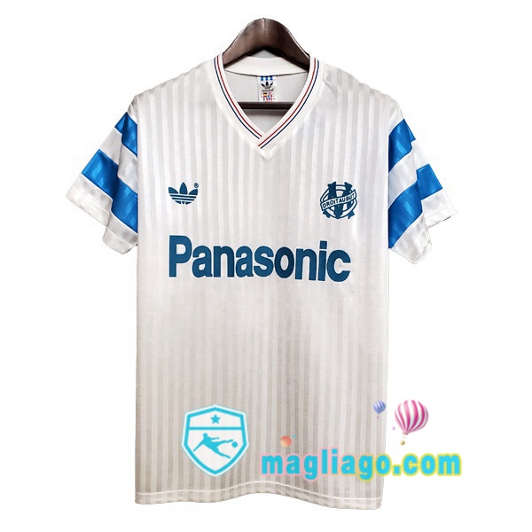 Magliago - Passione Maglie Thai Affidabili Basso Costo Online Shop | 1990 Marsiglia OM Prima Retro Maglia Storica Bianco