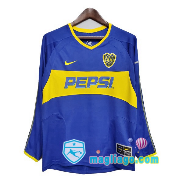 Magliago - Passione Maglie Thai Affidabili Basso Costo Online Shop | 2003-2004 Boca Juniors Prima Retro Maglia Storica Maniche Lunghe Blu