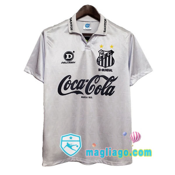 Magliago - Passione Maglie Thai Affidabili Basso Costo Online Shop | 1993 Santos FC Prima Retro Maglia Storica Bianco