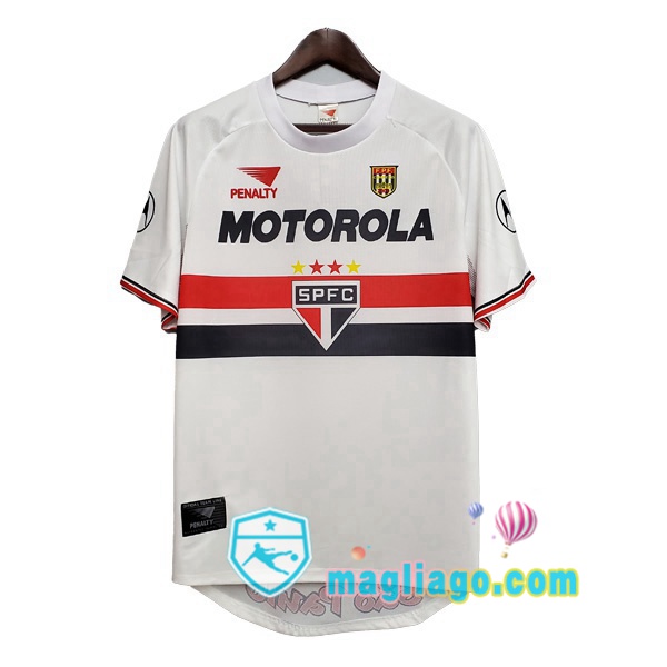 Magliago - Passione Maglie Thai Affidabili Basso Costo Online Shop | 1999-2000 Sao Paulo FC Prima Retro Maglia Storica Bianco