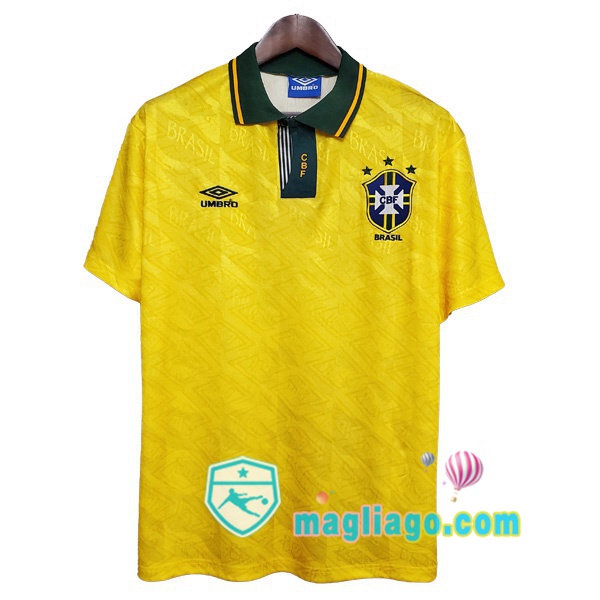 Magliago - Passione Maglie Thai Affidabili Basso Costo Online Shop | 1991-1993 Brasile Prima Retro Maglia Storica Giallo