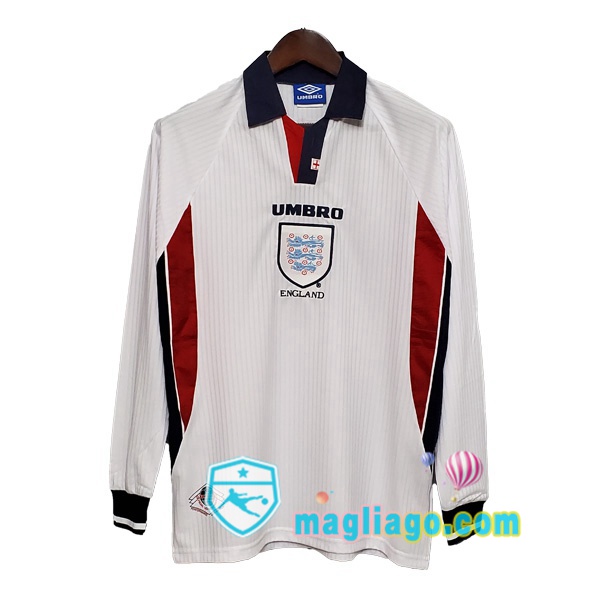 Magliago - Passione Maglie Thai Affidabili Basso Costo Online Shop | 1998 Inghilterra Prima Retro Maglia Storica Maniche Lunghe Bianco