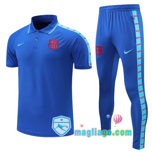 Magliago - Passione Maglie Thai Affidabili Basso Costo Online Shop | FC Barcellona Polo Maglia Uomo + Pantaloni Blu 2021/2022