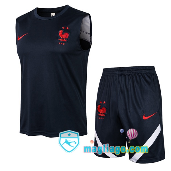 Magliago - Passione Maglie Thai Affidabili Basso Costo Online Shop | Gilet da Calcio Francia + Pantaloncini Blu Royal 2021/2022