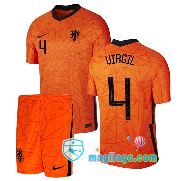 Magliago - Passione Maglie Thai Affidabili Basso Costo Online Shop | Nazionale Maglia Paesi Bassi (VIRGIL 4) Bambino Prima 2020/2021