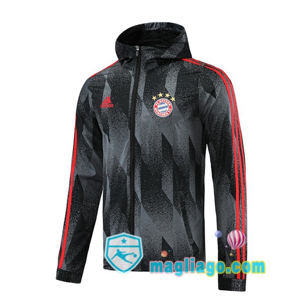 Magliago - Passione Maglie Thai Affidabili Basso Costo Online Shop | Giacca A Vento Bayern Monaco Nero Grigio 2021/2022