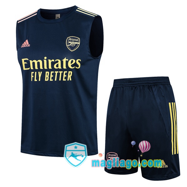 Magliago - Passione Maglie Thai Affidabili Basso Costo Online Shop | Gilet da Calcio Arsenal + Pantaloncini Blu Royal 2021/2022