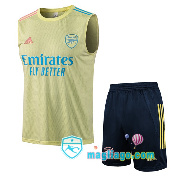 Magliago - Passione Maglie Thai Affidabili Basso Costo Online Shop | Gilet da Calcio Arsenal + Pantaloncini Giallo 2021/2022