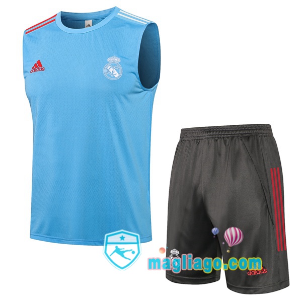 Magliago - Passione Maglie Thai Affidabili Basso Costo Online Shop | Gilet da Calcio Real Madrid + Pantaloncini Blu 2021/2022