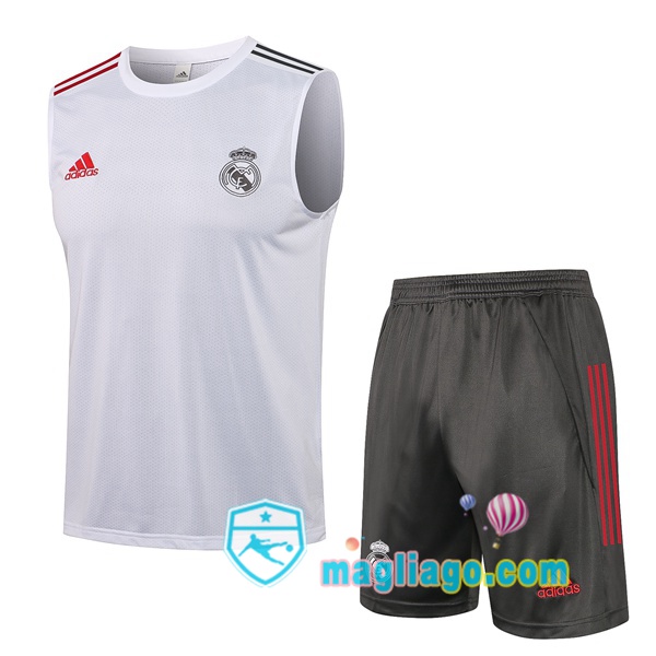 Magliago - Passione Maglie Thai Affidabili Basso Costo Online Shop | Gilet da Calcio Real Madrid + Pantaloncini Bianco 2021/2022