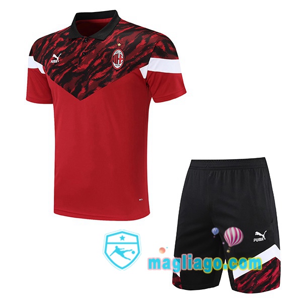 Magliago - Passione Maglie Thai Affidabili Basso Costo Online Shop | AC Milan Polo Maglia Uomo + Pantaloncini Rosso 2021/2022