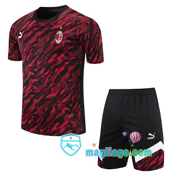 Magliago - Passione Maglie Thai Affidabili Basso Costo Online Shop | Maglie Allenamento AC Milan + Pantaloncini Rosso Nero 2021/2022
