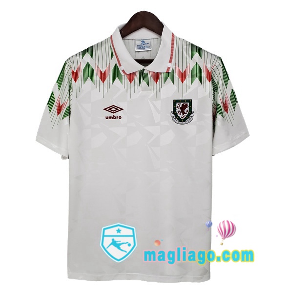 Magliago - Passione Maglie Thai Affidabili Basso Costo Online Shop | 1990-1992 Galles Seconda Retro Maglia Storica Bianco