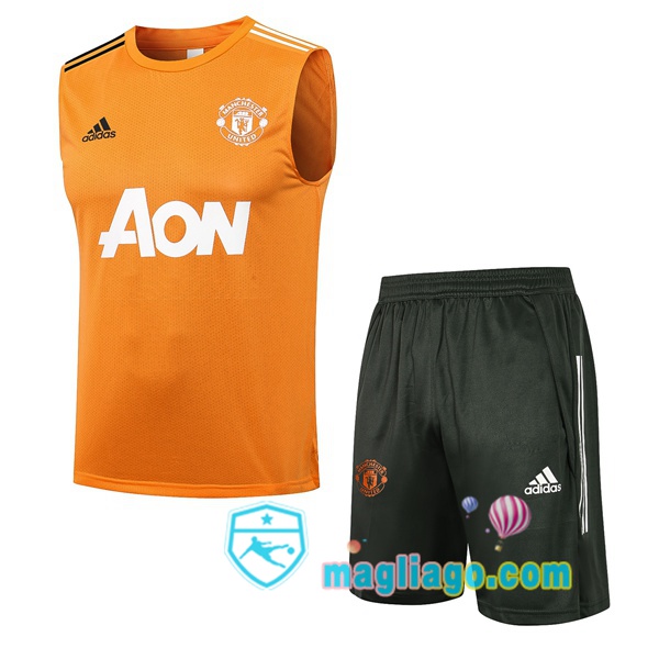 Magliago - Passione Maglie Thai Affidabili Basso Costo Online Shop | Gilet da Calcio Manchester United + Shorts Arancione 2021/2022