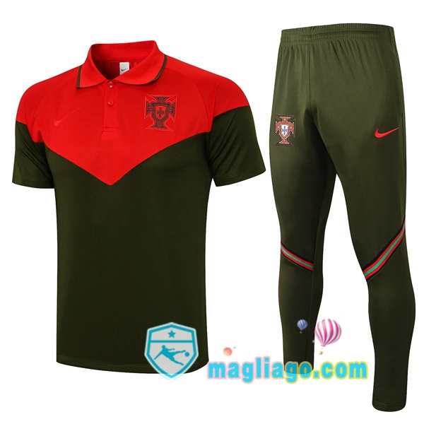 Magliago - Passione Maglie Thai Affidabili Basso Costo Online Shop | Portogallo Polo Maglia Uomo + Pantaloni Rosso Verde 2021/2022