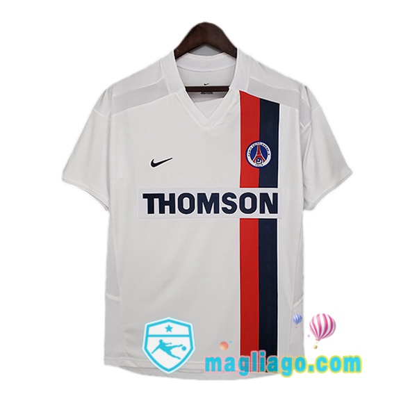 Magliago - Passione Maglie Thai Affidabili Basso Costo Online Shop | 2002-2003 Paris PSG Seconda Retro Maglia Storica Bianco