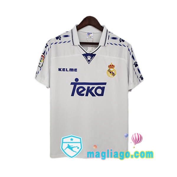 Magliago - Passione Maglie Thai Affidabili Basso Costo Online Shop | 1996-1997 Real Madrid Prima Retro Maglia Storica Bianco