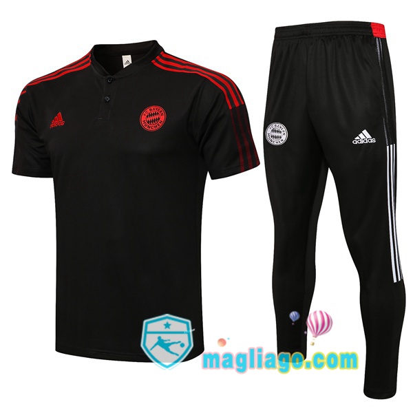 Magliago - Passione Maglie Thai Affidabili Basso Costo Online Shop | Bayern Monaco Polo Maglia Uomo + Pantaloni Nero 2021/2022
