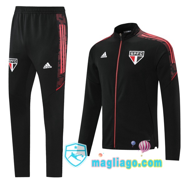 Magliago - Passione Maglie Thai Affidabili Basso Costo Online Shop | Giacca Da Allenamento Sao Paulo FC Nero 2021/2022