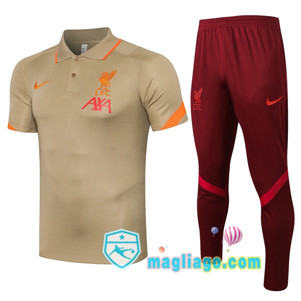 Magliago - Passione Maglie Thai Affidabili Basso Costo Online Shop | FC Liverpool Polo Maglia Uomo + Pantaloni Giallo 2021/2022